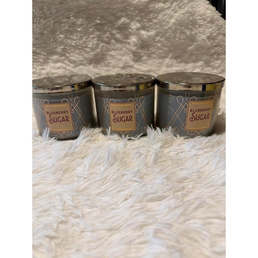 Bath & Body Works Blueberry Sugar Scented Candles set of 3
